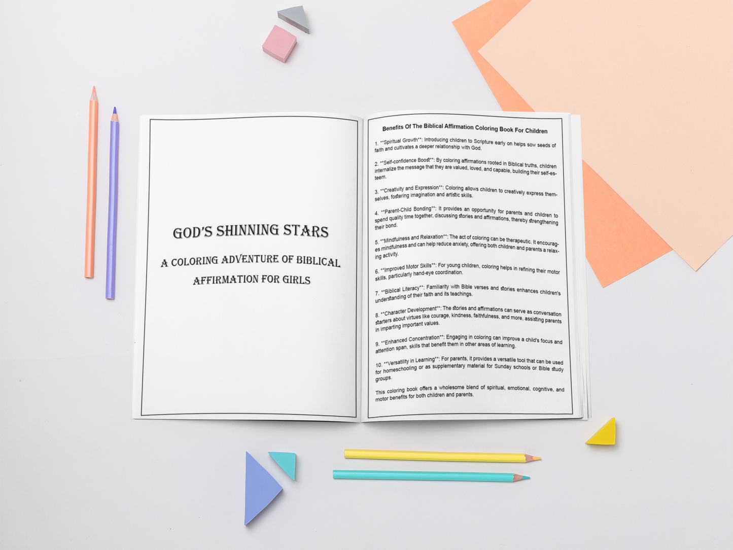 God's Shining Stars Coloring Book- Interactive Memory verse and Biblical Affirmation Books for Girls.