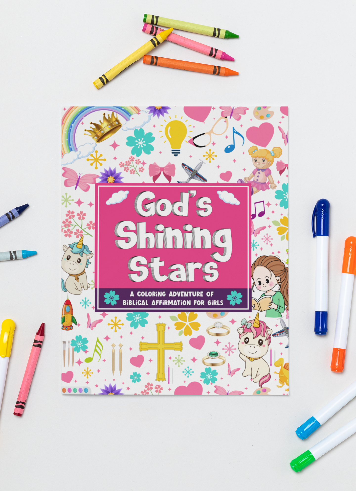 God's Shining Stars Coloring Book- Interactive Memory verse and Biblical Affirmation Books for Girls.